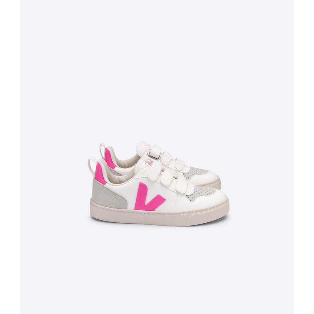 White/Pink Kids\' Veja V-10 CWL Shoes | AU 786UZG